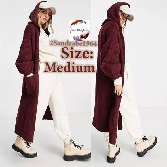 Free People Caffe Cardi, Color: Acai, Size: Medium - Picture 3 of 16